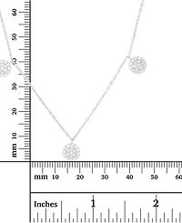 Cubic Zirconia Cluster Disc Dangle 17" Statement Necklace in Sterling Silver (Also in 14k Gold Over Silver)