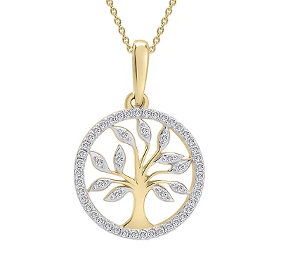 Wrapped Diamond Tree 20" Pendant Necklace (1/10 ct. t.w.) in 14k Yellow or Rose Gold, Created for Macy's