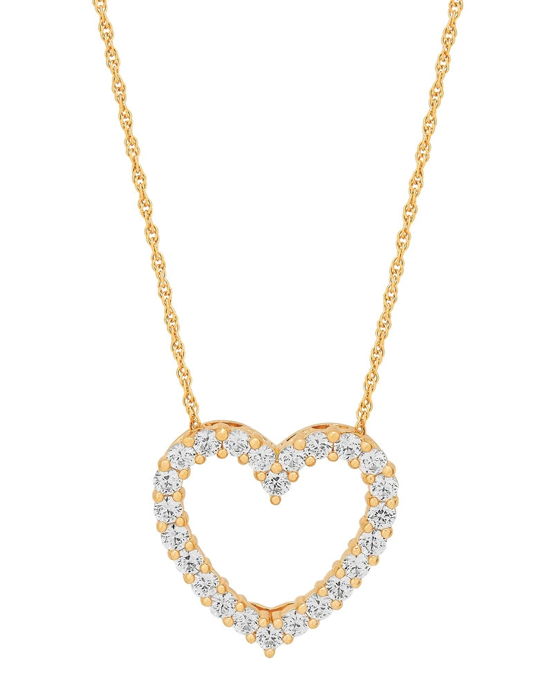 Cubic Zirconia Heart Pendant Necklace Sterling Silver