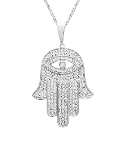 Men's Diamond Hamsa Hand 22" Pendant Necklace (1/4 ct. t.w.) 14k Gold-Plated Sterling Silver or