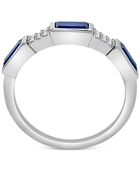 Lab-Grown Blue Sapphire (7/8 ct. t.w.) & Diamond (1/20 Ring Sterling Silver (Also Pink Topaz)