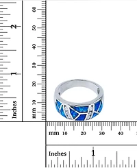 Lab-Grown Blue Opal & Cubic Zirconia Mosaic Ring Sterling Silver