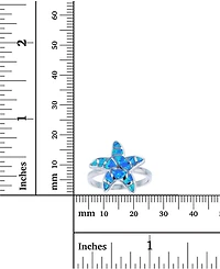 Lab-Grown Blue Opal Starfish Ring Sterling Silver