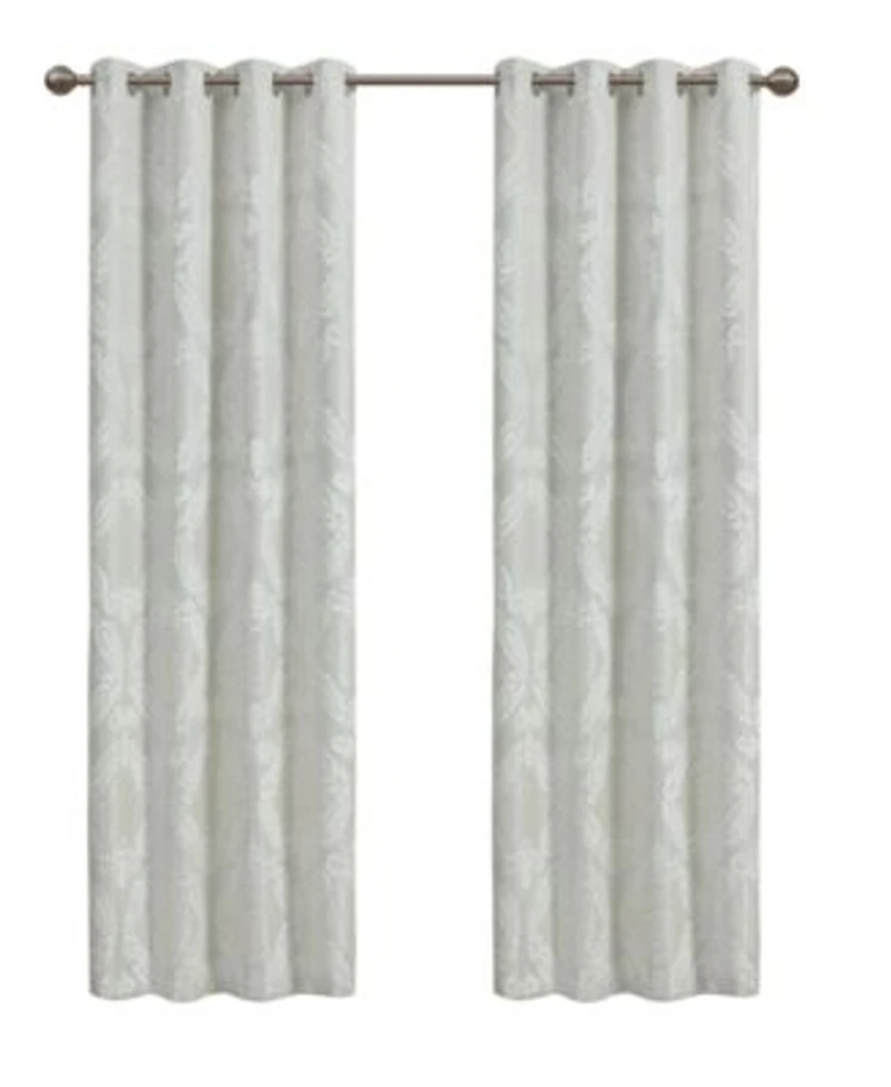 Amelia Knitted Jacquard Paisley Total Blackout Grommet Top Curtain Panel