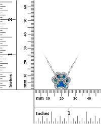 Lab-Grown Blue Opal & Cubic Zirconia Paw 18" Pendant Necklace in Sterling Silver
