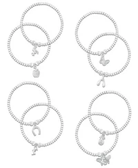 Silver Plate Charm Beaded Stretch Bracelets
