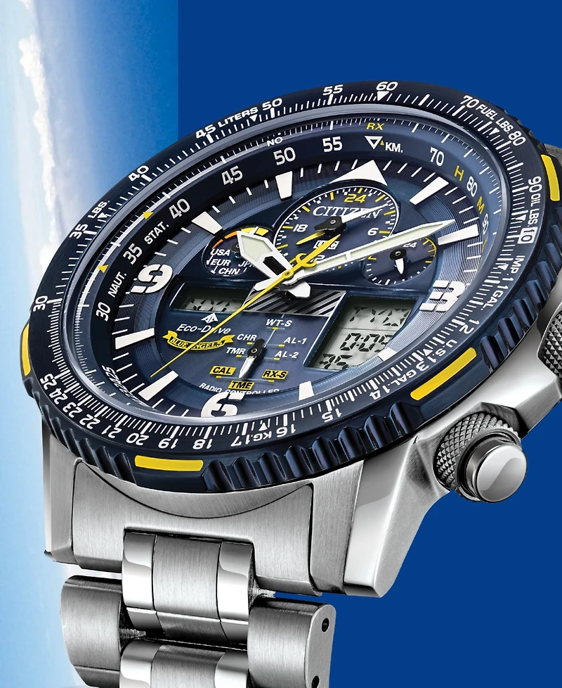 Citizen Eco-Drive Men's Analog-Digital Promaster Blue Angels Skyhawk A-t Stainless Steel Bracelet Watch 46mm
