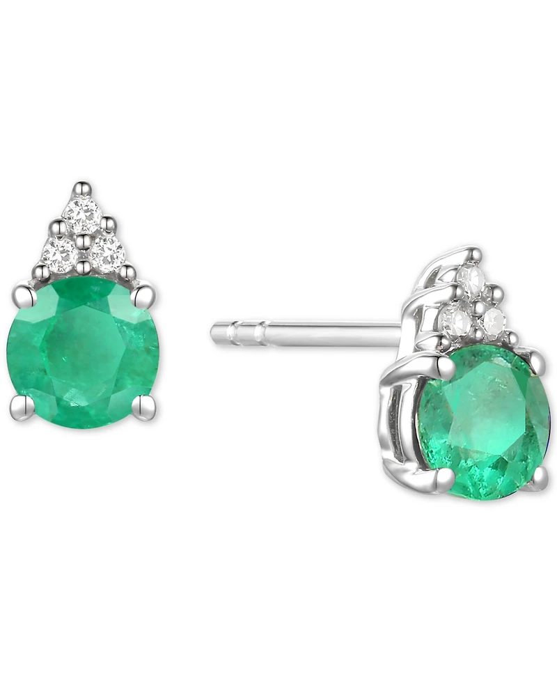 Sapphire (7/8 ct. t.w.) & Diamond Accent Stud Earrings 14k Yellow Gold (Also Emerald, Ruby, Morganite Tanzanite)
