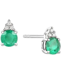 Sapphire (7/8 ct. t.w.) & Diamond Accent Stud Earrings 14k Yellow Gold (Also Emerald, Ruby, Morganite Tanzanite)