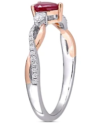 Ruby (2/5 ct. t.w.) & Diamond (1/5 Twisted Ring 14k White Rose Gold