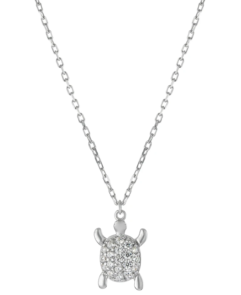 Giani Bernini Cubic Zirconia Turtle Pendant Necklace in Sterling Silver, 16" + 2" extender, Created for Macy's