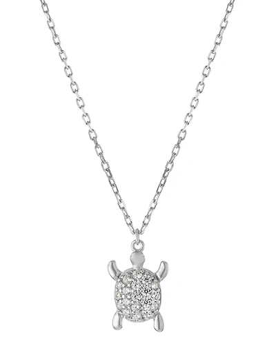 Giani Bernini Cubic Zirconia Turtle Pendant Necklace in Sterling Silver, 16" + 2" extender, Created for Macy's