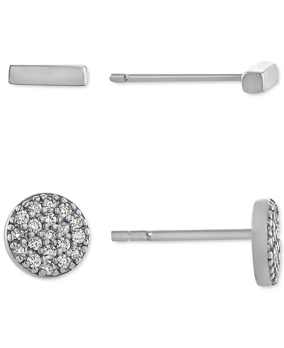 Giani Bernini 2-Pc. Cubic Zirconia Cluster & Bar Stud Earrings in Gold-Plated Sterling Silver, Created for Macy's