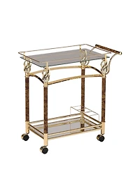 Acme Furniture Helmut Serving Cart - Gold-Tone Plated and Clear Glass