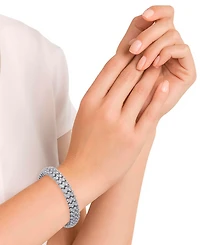 Diamond Accent Flex Bracelet in Sterling Silver-Plated Brass