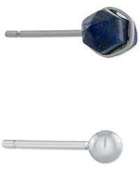Giani Bernini 2-Pc. Set Lapis Stone & Polished Ball Stud Earrings in Sterling Silver, Created for Macy's