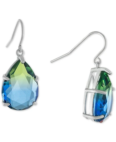 Crystal Ombre Pear Solitaire Drop Earrings in Sterling Silver