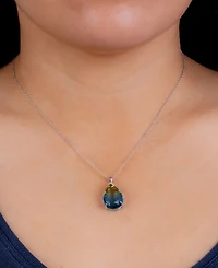 Ombre Crystal Teardrop Pendant Necklace in Sterling Silver, 16" + 2" extender, Macy's Exclusive