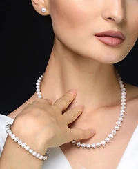 3-Pc. Set Cultured Freshwater Pearl (6-7mm) Bracelet, Necklace & Stud Earrings