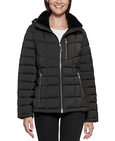 Calvin Klein Women's Faux-Fur-Trim Hooded Puffer Coat, Created for Macy's