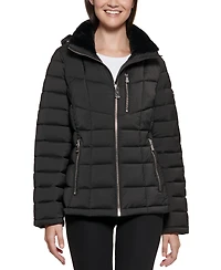 Calvin Klein Women's Faux-Fur-Trim Hooded Puffer Coat, Created for Macy's
