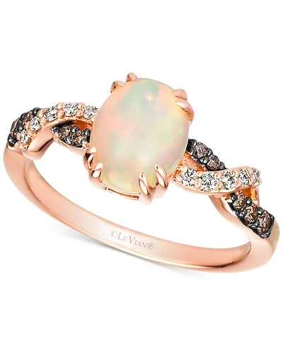 Le Vian Neopolitan Opal (1 ct. t.w.) & Diamond (1/6 ct. t.w.) Twist Ring in 14k Rose Gold