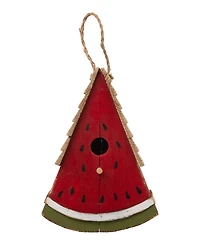 Glitzhome Distressed Watermelon Birdhouse, 11"