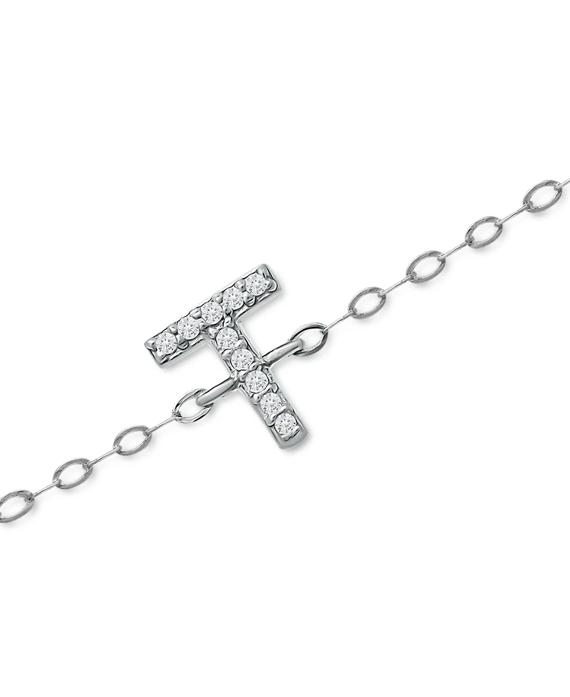 Giani Bernini Cubic Zirconia Initial Ankle Bracelet in Sterling Silver, Created for Macys