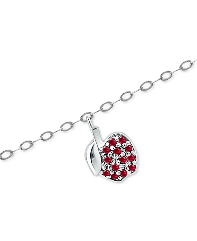 Giani Bernini Lab-Created Ruby Apple Cluster Ankle Bracelet in Sterling Silver, Created for Macy's