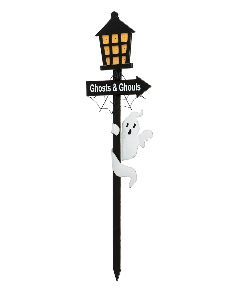 Glitzhome 42" Lighted Halloween Wooden Haunted House Yard Stake