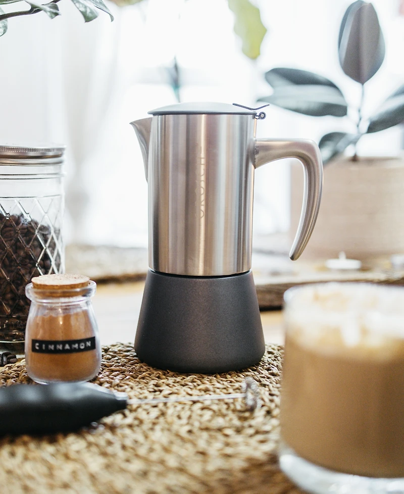 Grosche Milano Steel Stainless Steel Stovetop Espresso Maker Moka Pot Espresso Cup Size 10 oz