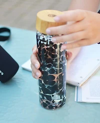 Grosche Venice Glass Water Bottle with Bamboo Lid and Protective Sleeve, 22.6 fl oz Capacity