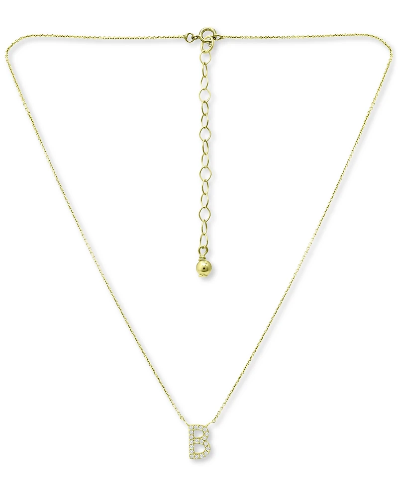 Giani Bernini Cubic Zirconia Initial Pendant Necklace, 16" + 2" extender, Created for Macy's