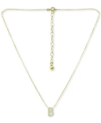 Giani Bernini Cubic Zirconia Initial Pendant Necklace, 16" + 2" extender, Created for Macy's