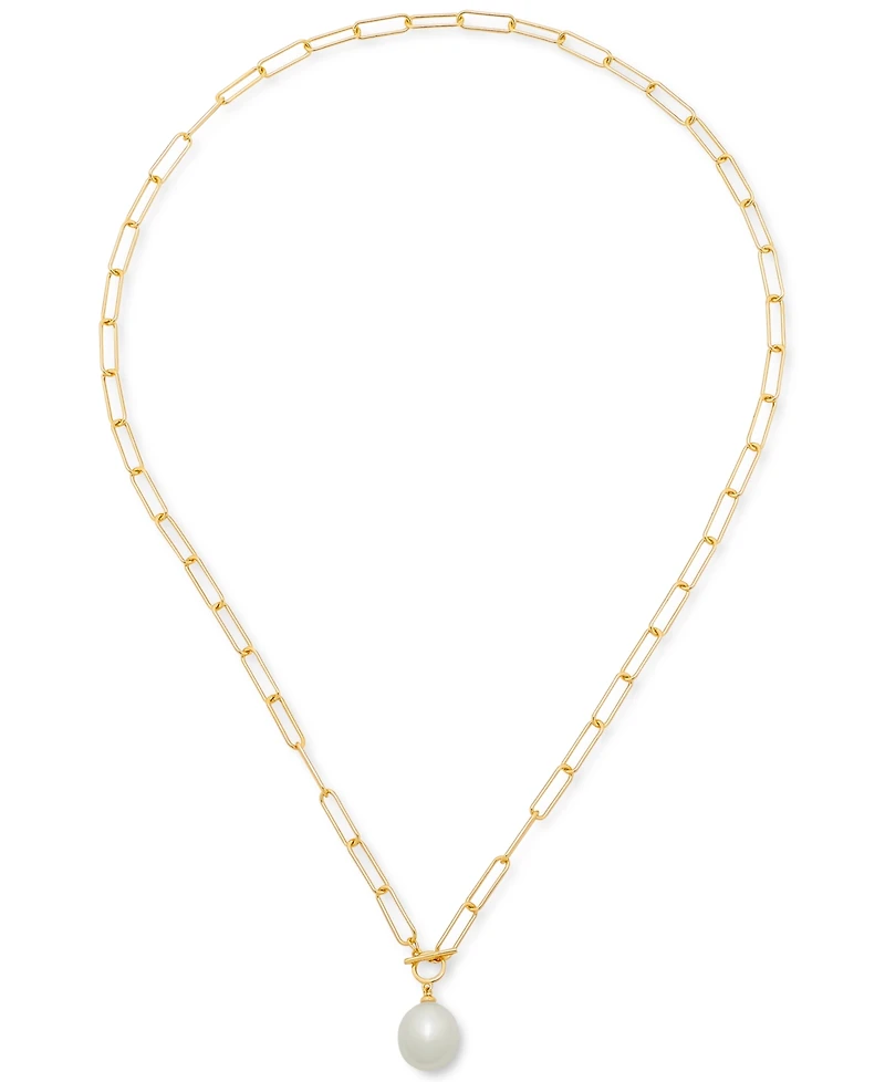Cultured Freshwater Pearl (11 x 9mm) Paperclip Link 17" Pendant Necklace