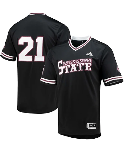 Men's adidas Black Mississippi State Bulldogs Replica V-Neck Baseball Jersey