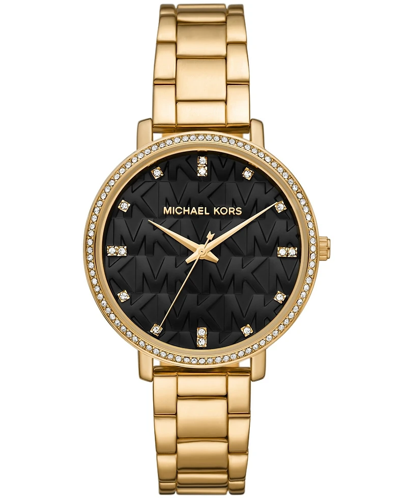 Michael Kors Women's Pyper Three-Hand Gold-Tone Stainless Steel Bracelet Watch 38mm
