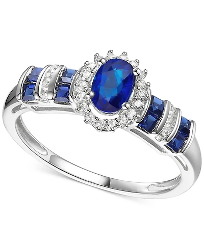 Sapphire (1 ct. t.w.) & Diamond (1/8 Ring (Also Emerald Ruby) 14k Gold