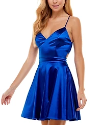 City Studios Juniors' Satin Fit & Flare Dress