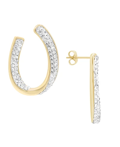 Crystal Curved Post Earring, Gold Plate and Silver Plate