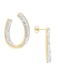 Crystal Curved Post Earring, Gold Plate and Silver Plate
