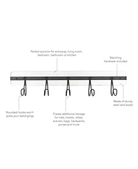 Spectrum Rowan Wall Mount 5-Hook Wood Entryway Storage and Organization Rack
