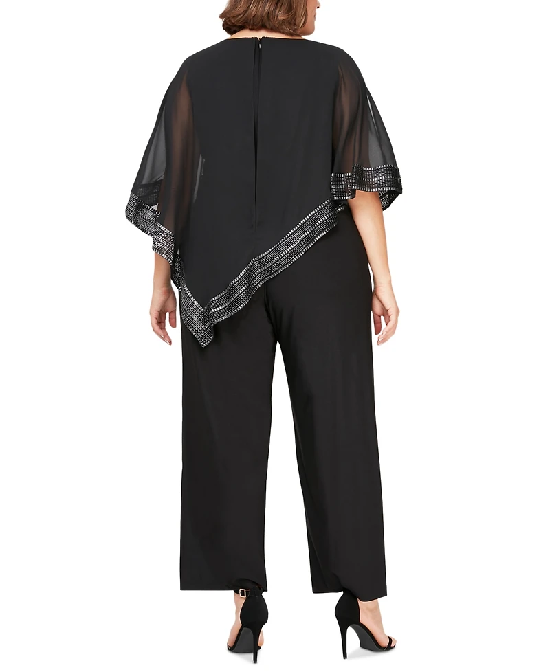Sl Fashions Plus Asymmetrical-Overlay Jumpsuit
