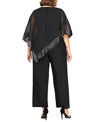 Sl Fashions Plus Asymmetrical-Overlay Jumpsuit