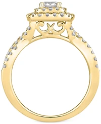 Princess-Cut Diamond Twist Halo Engagement Ring (1 ct. t.w.) 14k Gold