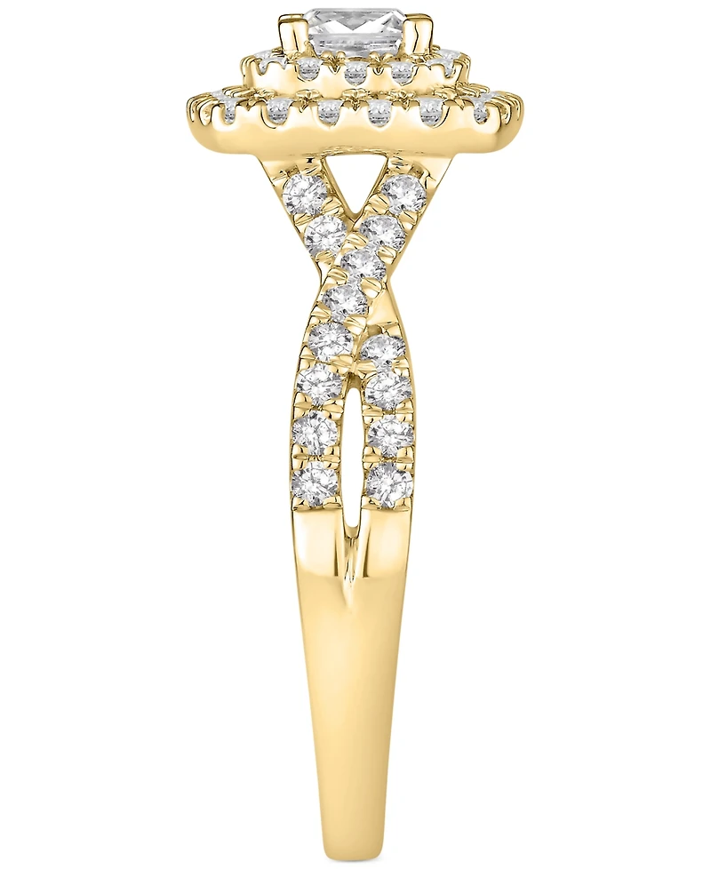 Princess-Cut Diamond Twist Halo Engagement Ring (1 ct. t.w.) 14k Gold