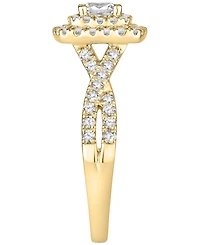 Princess-Cut Diamond Twist Halo Engagement Ring (1 ct. t.w.) 14k Gold