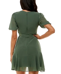 B Darlin Puff-Sleeve A-Line Dress