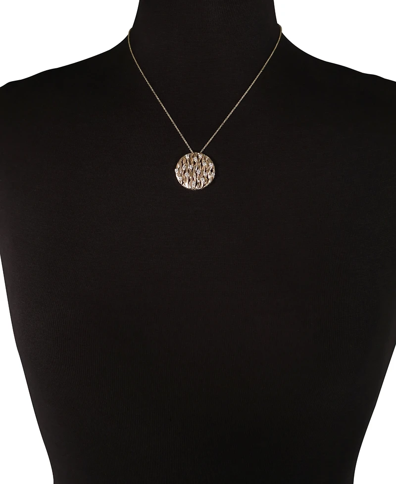 D'Oro by Effy Diamond Textured Circle Pendant (3/4 ct. t.w.) in 14k Gold