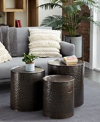 Metal Industrial Accent Table Set, 3 Piece